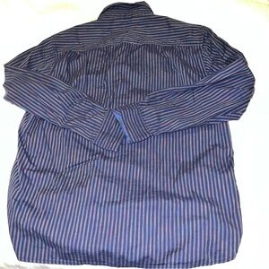 Tommy Bahama Men's Navy and Purple Striped Shirt